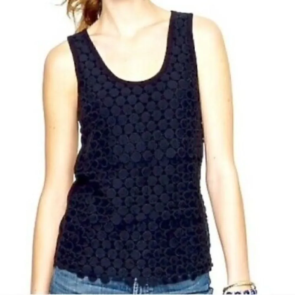J. Crew Womens Size Small Navy Blue Tiered Dot Racerback Tank Top